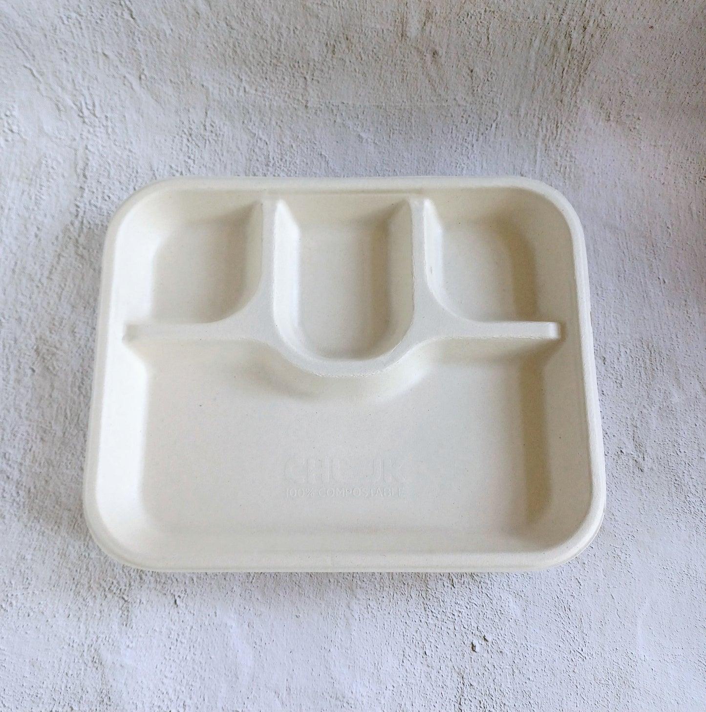 Sugarcane Bagesse 4 Compartment Square Plates (Pack of 25)
