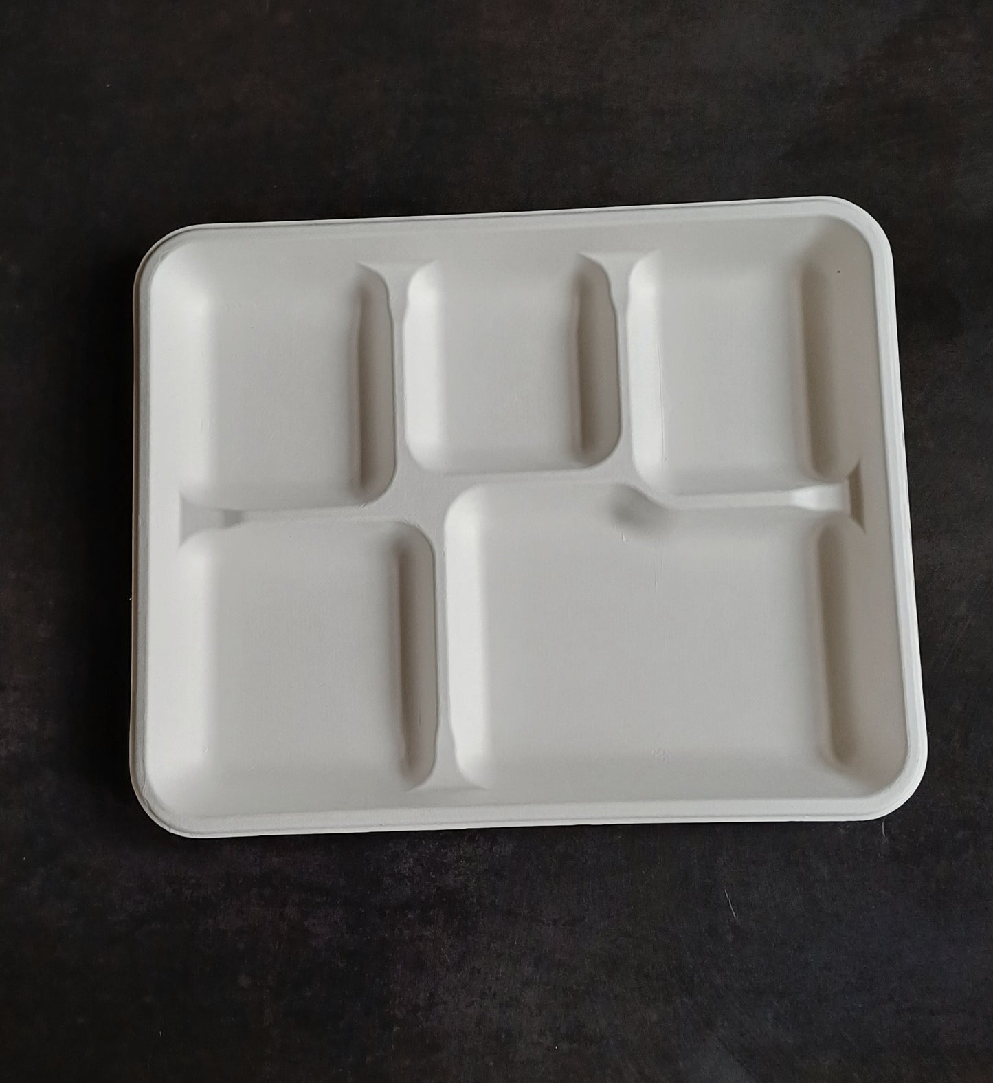 Sugarcane Bagasse 5 Compartment Square Plates (Pack of 50)